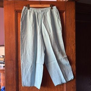 FLAX linen women's pale turquoise Wide Leg Pants